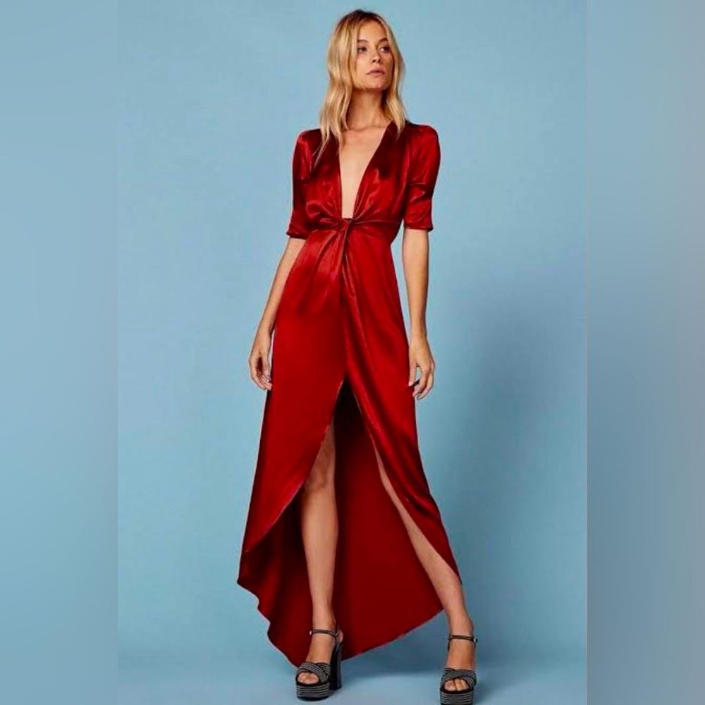 100% Silk REFORMATION Toluca Red Dress - Size 2